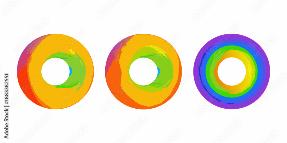 Obraz premium colorful circular shapes arranged in a row against a white background