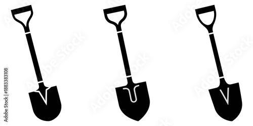 shovel construction silhouette vector icon element set