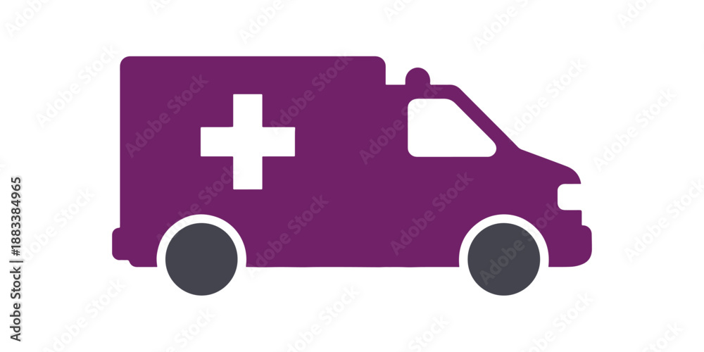 Obraz premium Stylish solid silhouette of an ambulance icon. A design sign for hospital or medical concepts. Healthcare vector illustration for your project.