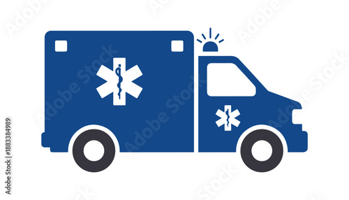 Contemporary solid silhouette of an Ambulance icon. A design sign for medical or hospital concepts. Healthcare vector illustration designed for your use.