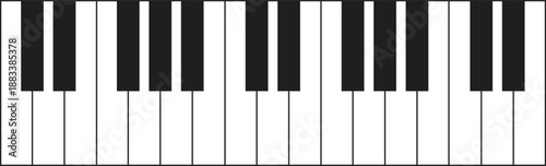 Realistic Piano Keys Vector Illustration.  Musical Keyboard Background with Black and White Notes, Classic Instrument Detail for Music Education and Concert Promotion