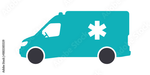 Modern solid silhouette of an Ambulance icon. Signifying hospital or medical concepts in design. A healthcare vector illustration for your creative needs.