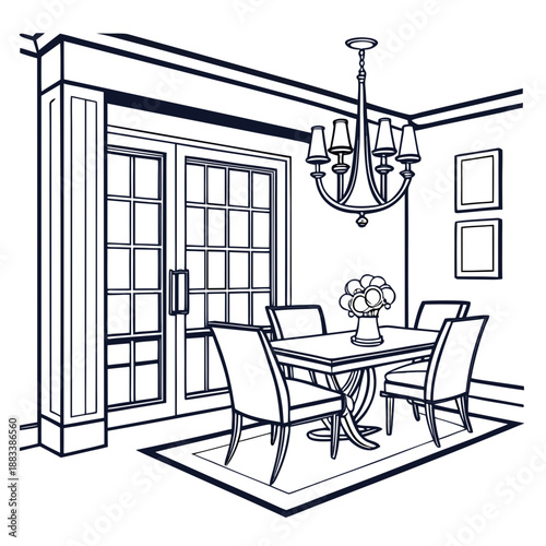 Elegant dining room with chandelier