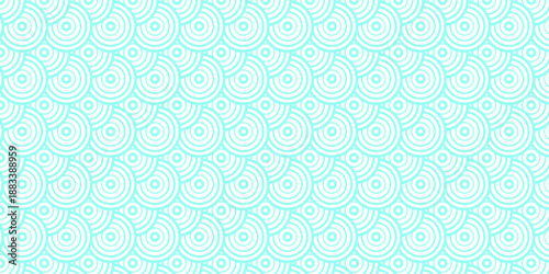 seamless pattern with circles blue overlap swirl fabric vector overlapping textile background.