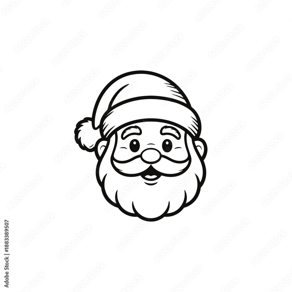 Obraz premium Santa Claus Face Logo Black Icon Isolated Vector EPS 