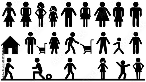 Illustrative set of various human figures engaging in daily activities Vector