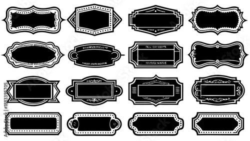 Collection of vintage style blank labels with ornate designs Vector