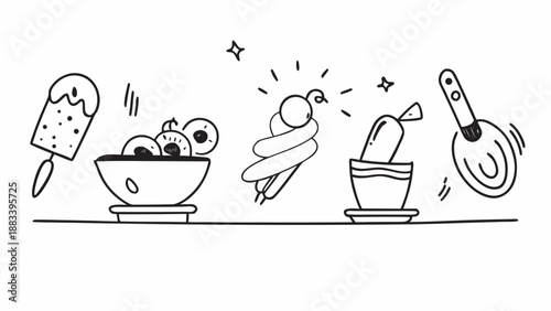 Illustrated steps of ice cream making process Vector