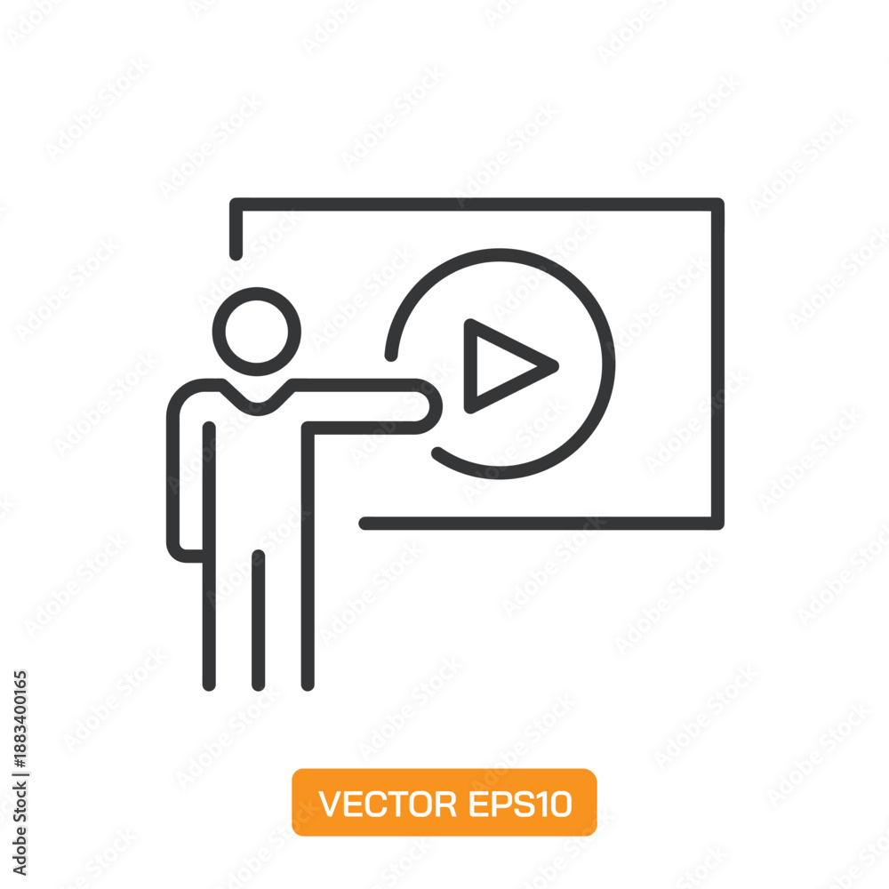 Fototapeta premium E-Learning Icons. Thin Line Symbol Elements Collection.