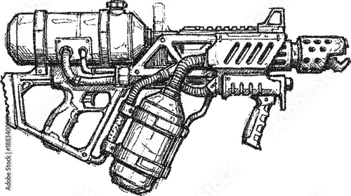Sci-fi Flamethrower Weapon - Futuristic Industrial Gun 