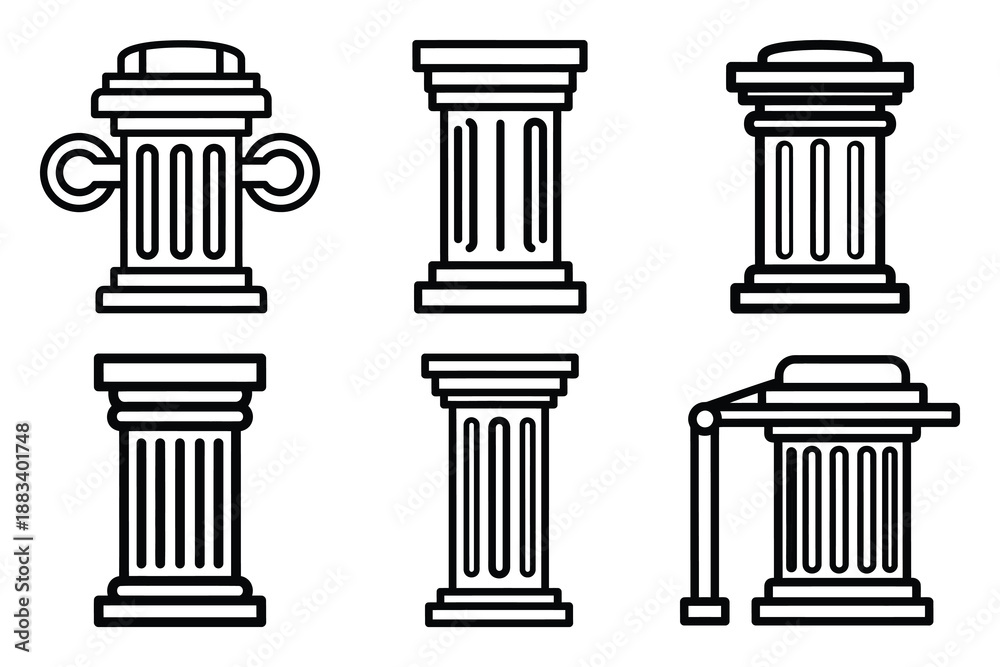 Naklejka premium structural column outline vector icon set. construction simple outline isolated icons collection.Vector flat graphic design illustration.