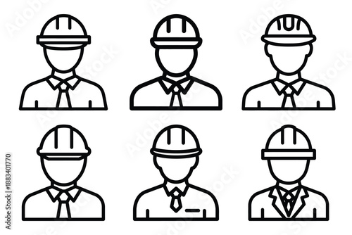 subcontractor management outline vector icon set. construction simple outline isolated icons collection.Vector flat graphic design illustration.