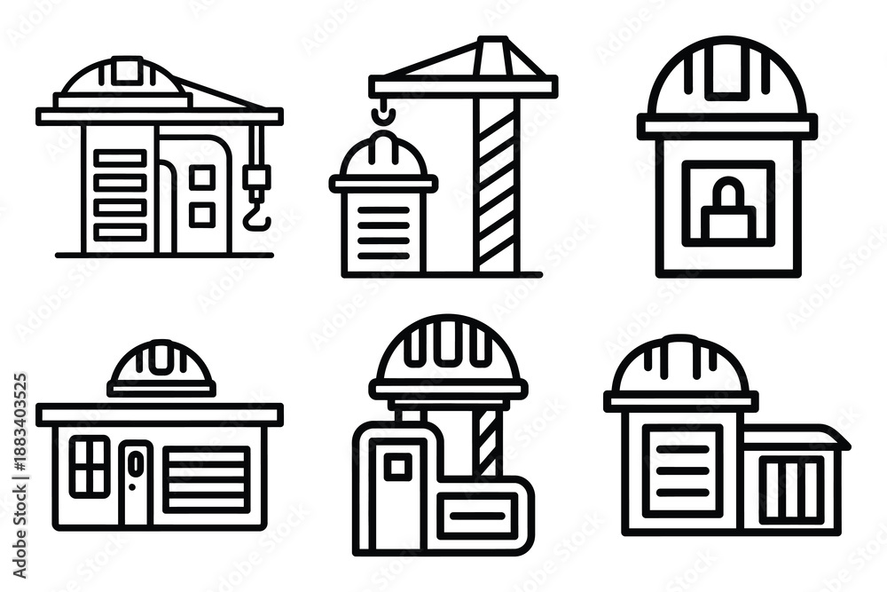 Fototapeta premium construction completion outline vector icon set. construction simple outline isolated icons collection.Vector flat graphic design illustration.