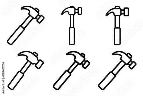 construction hammer outline vector icon set. construction simple outline isolated icons collection.Vector flat graphic design illustration.