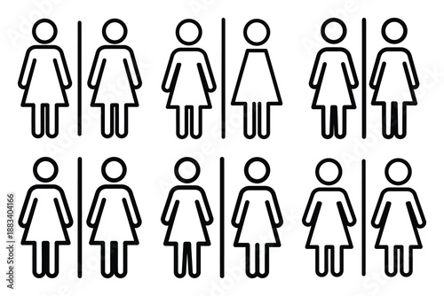 construction restroom outline vector icon set. construction simple outline isolated icons collection.Vector flat graphic design illustration.