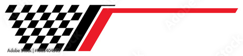 Bold motorsport stripe graphic with checkered flag pattern, dynamic black and red racing accent for banners and car themed designs, PNG with transparent background