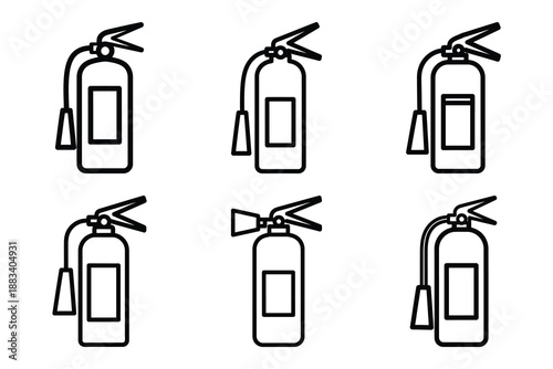 fire extinguisher outline vector icon set. construction simple outline isolated icons collection.Vector flat graphic design illustration.