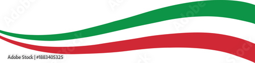 Abstract Wavy Italian Flag Ribbon - Green White and Red Curved Stripes Banner Vector Illustration