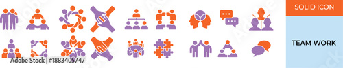 teamwork,partnership icon set.Business team working together symbol. Co-worker, cooperation and collaboration, Solid icons vector collection.
