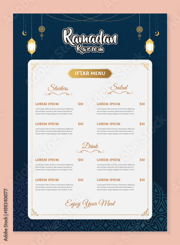 luxury ramadan iftar menu design for restaurant restaurant, cafe and fast food