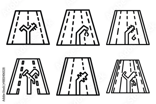 road repair outline vector icon set. construction simple outline isolated icons collection.Vector flat graphic design illustration.