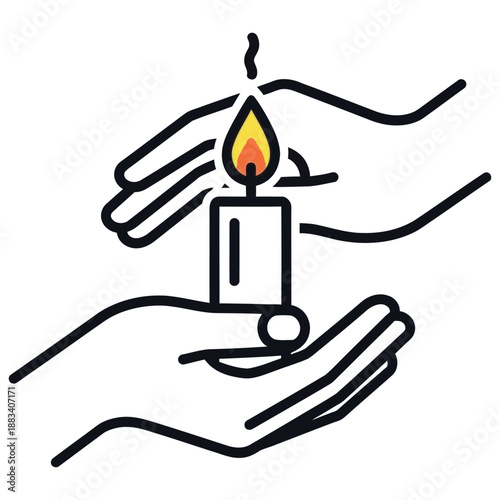 Hands holding lit candle mexican culture Vector