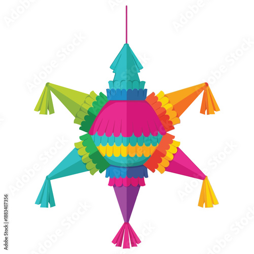 Colorful piñata hanging posada mexicana Vector