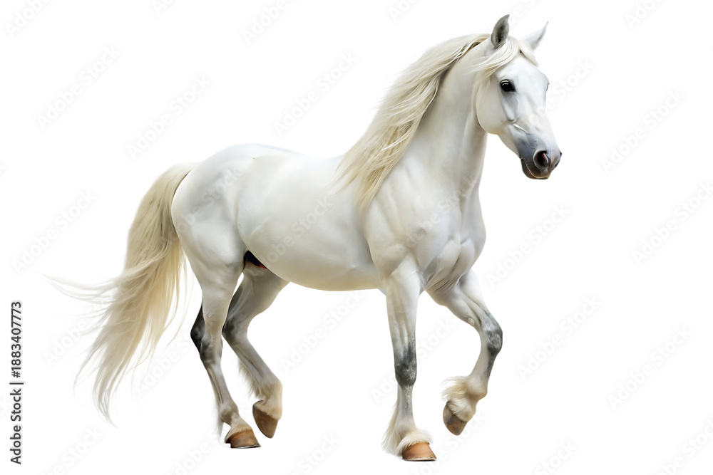 Obraz premium white horse isolated on white background, PNG. A Generated