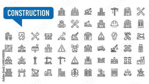 Construction icons set for building and architecture projects