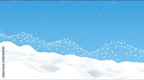 Abstract clouds and network connections with blue sky background