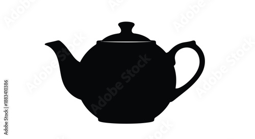 a simple black teapot illustration isolated on white background silhouette