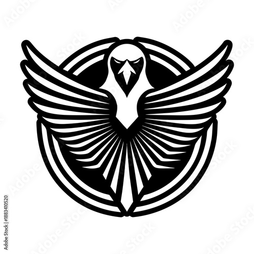 A solid style icon of a bird logo