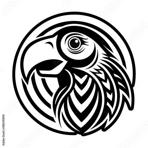 A solid style icon of a parrot symbol