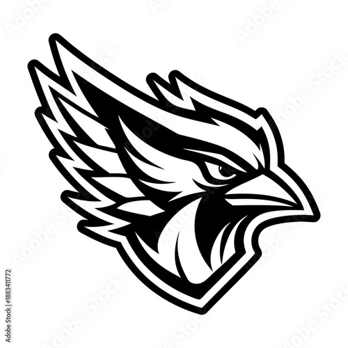 A filled style icon of a swallow logo