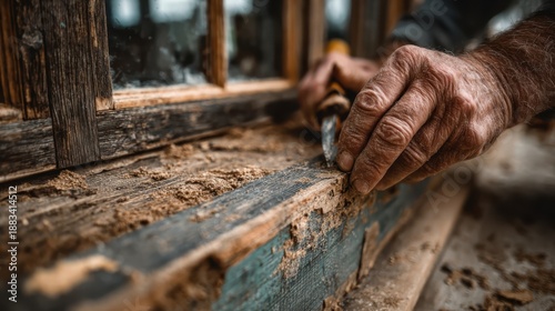Wallpaper Mural Skilled Craftsman Restoring Vintage Woodwork with Hand Tools Torontodigital.ca