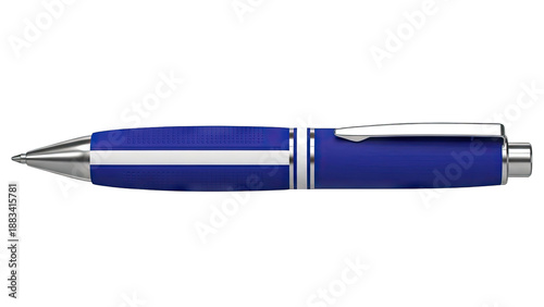 Blue Ballpoint Pen with White Stripe Detail