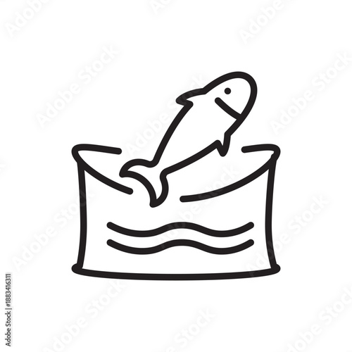 Fish farming icon. Sustainable aquaculture and managed seafood production, representing commercial pisciculture, aquatic breeding tanks, fish hatchery systems, and efficient blue-economy agritech.