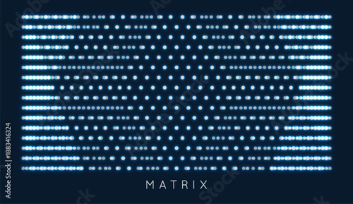 A cellular structure of luminous ordered dots. Grid. Scientific illustration. Digital matrix data. Abstract background. Vector for brochure, poster, cover, card, presentation, flyer or banner.