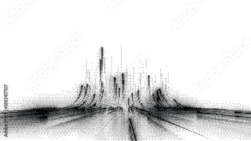 Halftone sound wave pattern with peaks and troughs