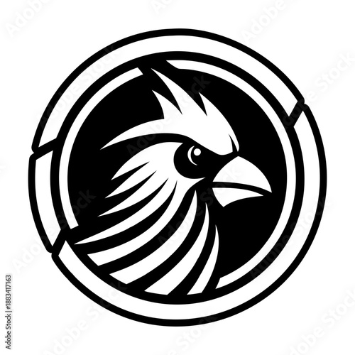 A glyph style icon of a cardinal bird