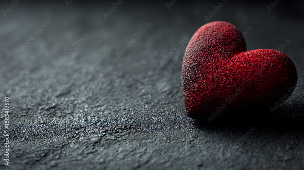 Obraz premium Red heart placed on dark textured surface for decoration