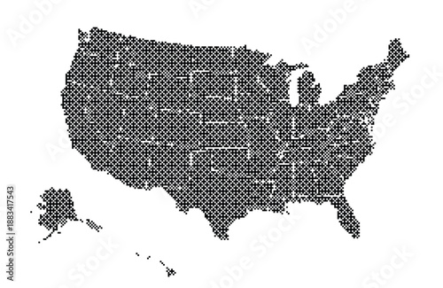 Black dotted map of united states on for american geography