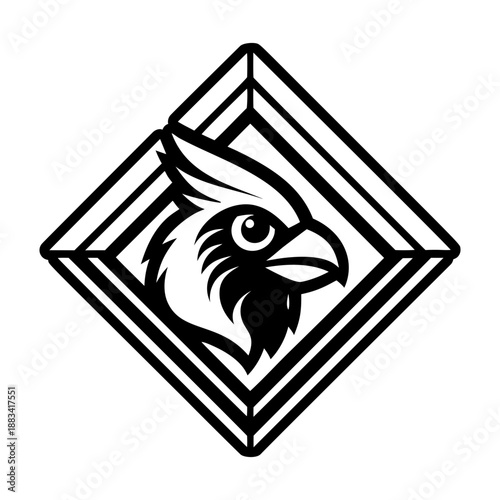 A glyph style icon of a cardinal bird