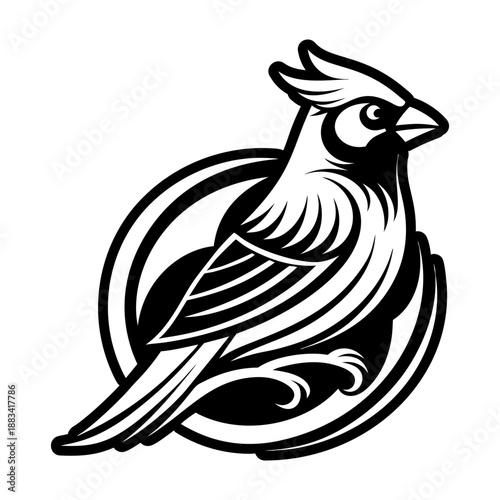 A glyph style icon of a cardinal bird