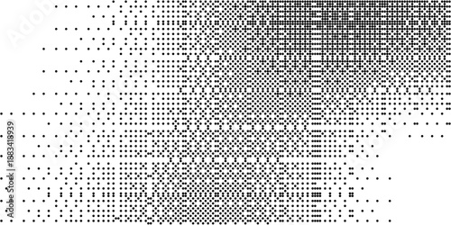 Retro pixel bitmap Monochrome dithered pattern in 8-bit style, Pixelated bitmap texture. 8-bit pixel gradient with noise pattern