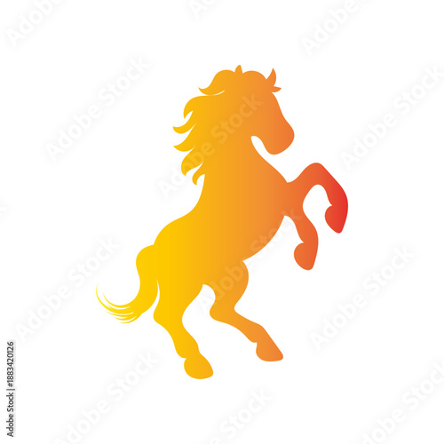 Majestic rearing horse silhouette in a vibrant yellow-orange gradient, symbolizing power and freedom