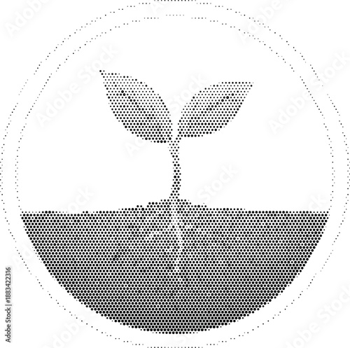Sprout Plant Nature Growth Sustainability Wellness Halftone Graphic