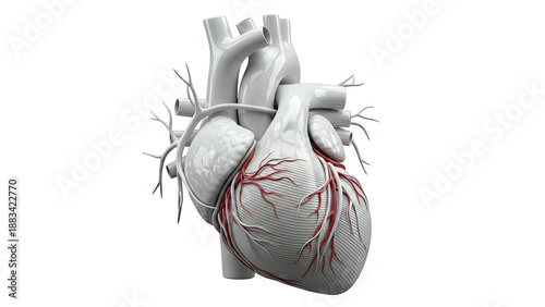 3D Render of a Human Heart with Arteries