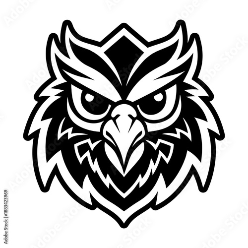 A glyph style icon showing a cuculidae face