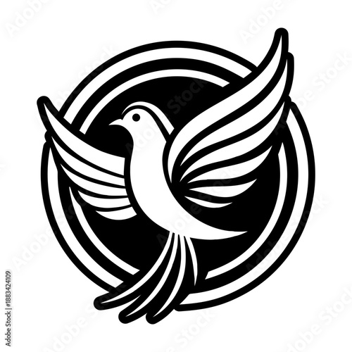 Filled style icon showing a dove symbol